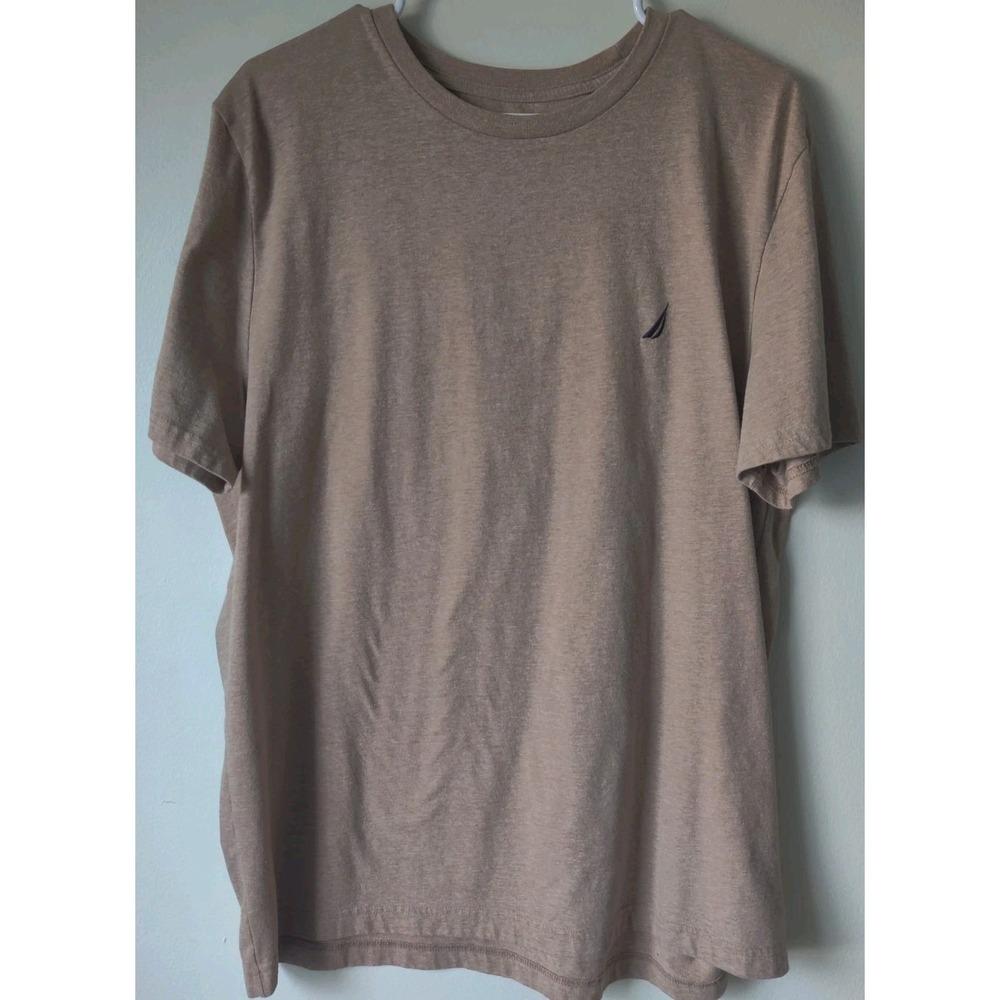 Nautica Men's Short-sleeve Crewneck Deck T-shirt‎ Tan/Brown Cotton Blend Size XL